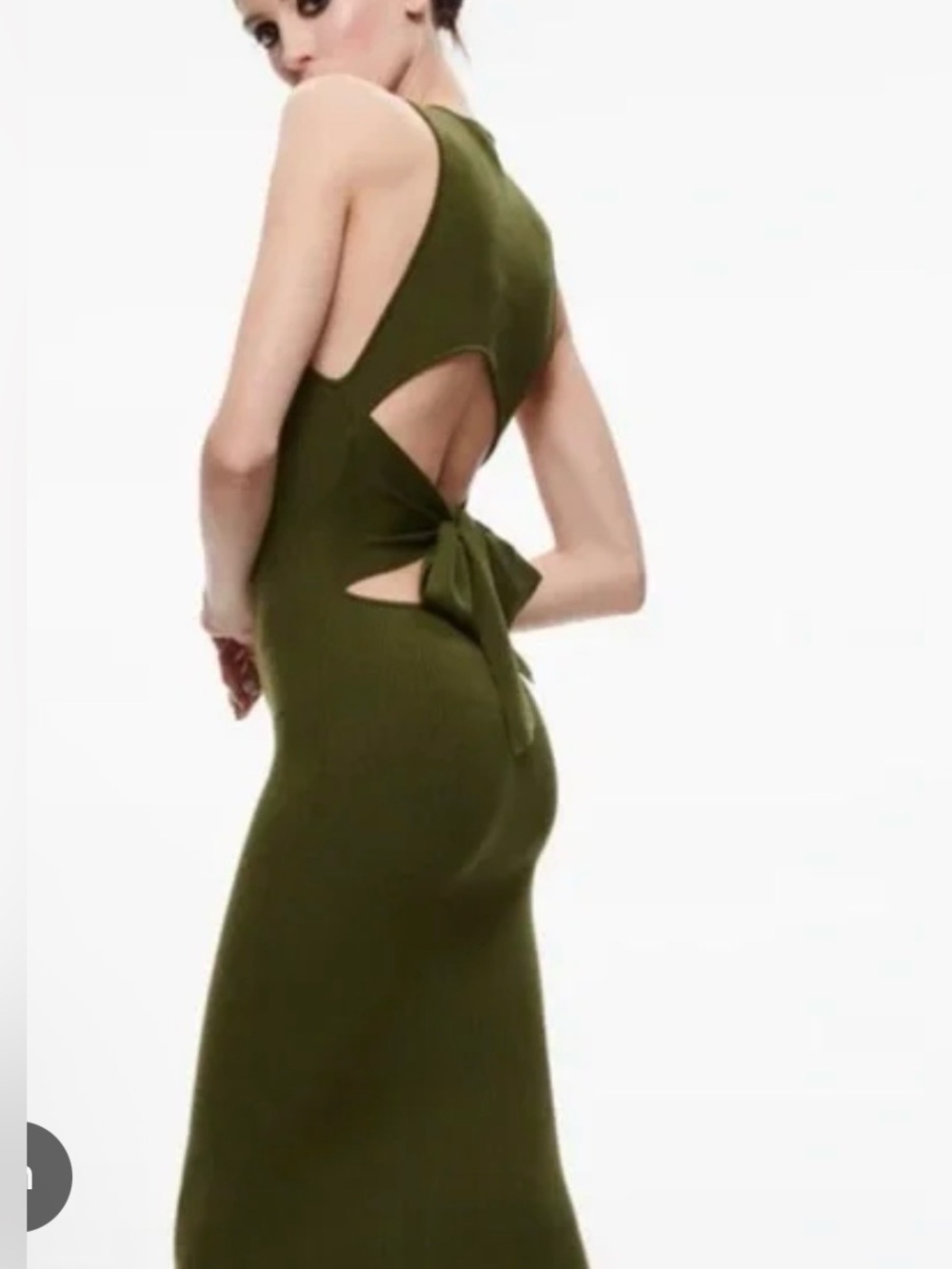 Alice + Olivia wool wright Olive Green Open Back Midi Dress Xs/small | 1643